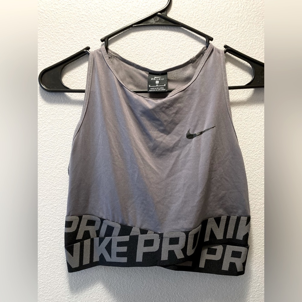 Nike Gray and Black Women's Crop Top